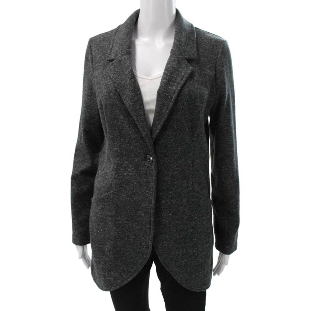 Beta Brand Womens Gray Button Long Sleeve Jacket Size S